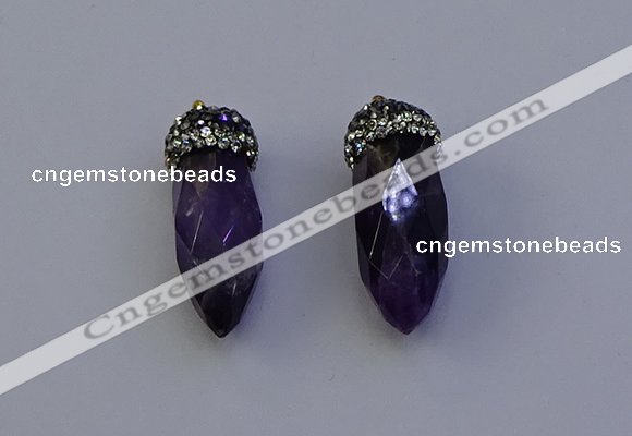 NGP7060 12*30mm - 15*35mm faceted bullet amethyst pendants