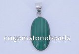 NGP708 12*24mm oval natural malachite with sterling silver pendant