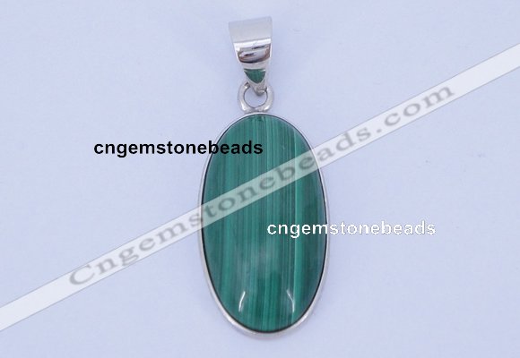 NGP708 12*24mm oval natural malachite with sterling silver pendant