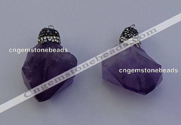 NGP7088 25*35mm - 28*45mm faceted nuggets amethyst pendants