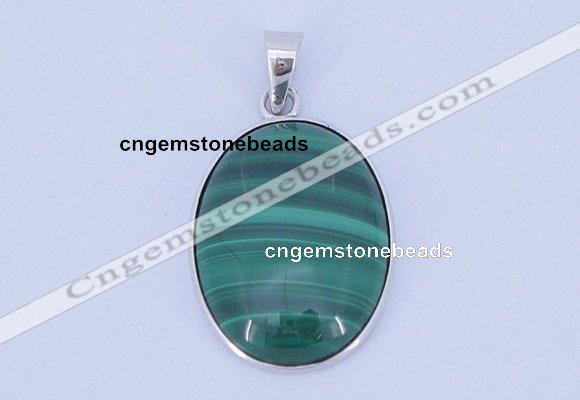 NGP709 16*24mm oval natural malachite with sterling silver pendant