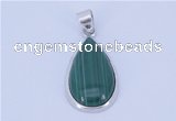 NGP710 14*37mm teardrop natural malachite with sterling silver pendant