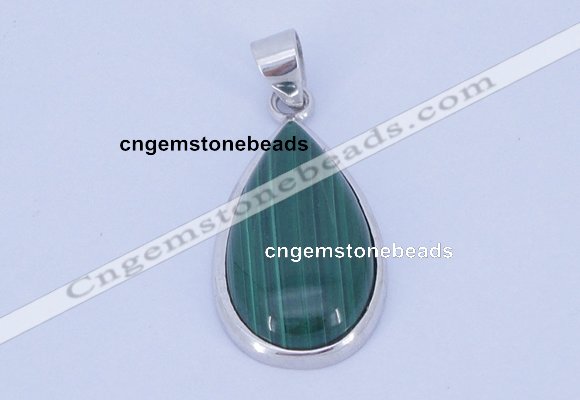 NGP710 14*37mm teardrop natural malachite with sterling silver pendant