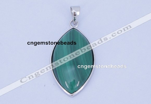 NGP711 15*28mm marquise natural malachite with sterling silver pendant