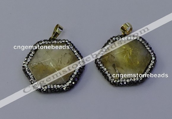 NGP7113 30*30mm hexagon citrine gemstone pendants wholesale