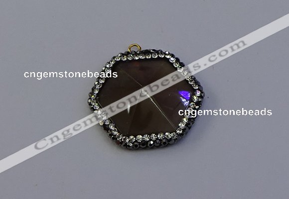 NGP7115 30*30mm hexagon smoky quartz pendants wholesale