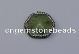 NGP7117 30*30mm hexagon green qutilated quartz pendants wholesale