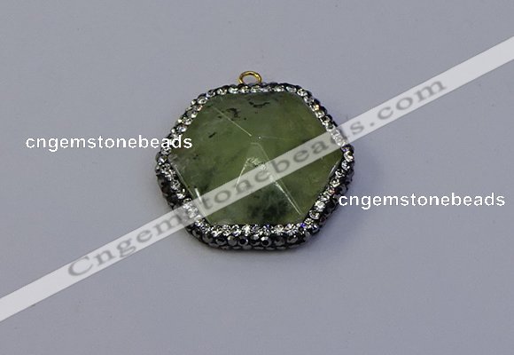 NGP7117 30*30mm hexagon green qutilated quartz pendants wholesale