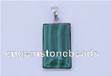 NGP712 13*25mm rectangle natural malachite with sterling silver pendant