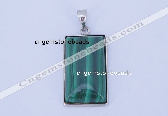 NGP712 13*25mm rectangle natural malachite with sterling silver pendant