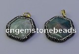 NGP7120 30*30mm hexagon amazonite gemstone pendants wholesale