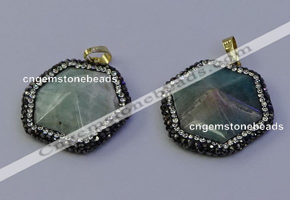 NGP7120 30*30mm hexagon amazonite gemstone pendants wholesale