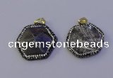 NGP7124 30*30mm hexagon labradorite gemstone pendants wholesale