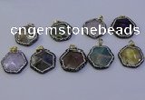 NGP7126 30*30mm hexagon mixed gemstone pendants wholesale