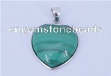 NGP713 19*22mm heart natural malachite with sterling silver pendant