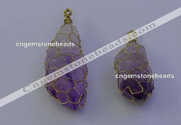 NGP7147 20*40mm - 30*45mm faceted nuggets amethyst pendants