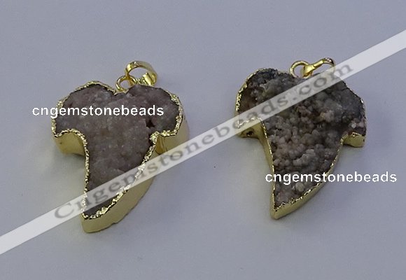 NGP7153 25*35mm teeth-shaped druzy agate pendants wholesale
