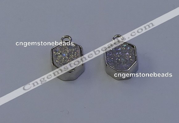 NGP7155 12*15mm plated druzy agate pendants wholesale