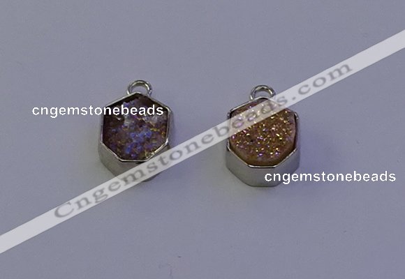 NGP7156 12*15mm plated druzy agate pendants wholesale