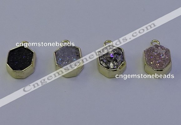 NGP7165 12*15mm plated druzy agate pendants wholesale