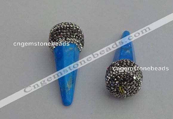 NGP7173 20*50mm faceted cone white howlite turquoise pendants