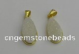 NGP7178 10*20mm flat teardrop druzy quartz pendants wholesale