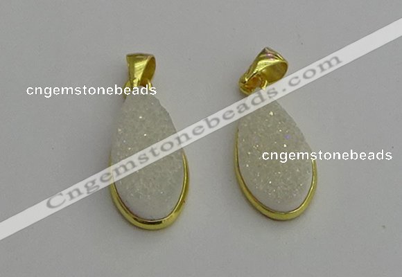 NGP7178 10*20mm flat teardrop druzy quartz pendants wholesale