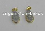 NGP7179 10*20mm flat teardrop plated druzy quartz pendants