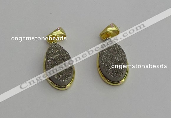 NGP7180 10*20mm flat teardrop plated druzy quartz pendants