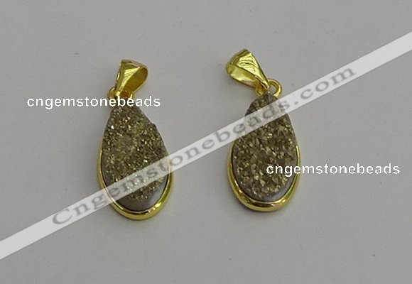 NGP7181 10*20mm flat teardrop plated druzy quartz pendants