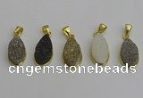 NGP7183 10*20mm flat teardrop plated druzy quartz pendants