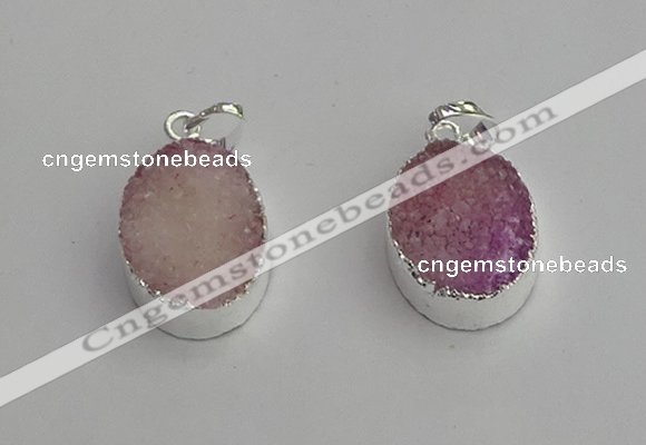 NGP7187 15*20mm oval druzy quartz pendants wholesale