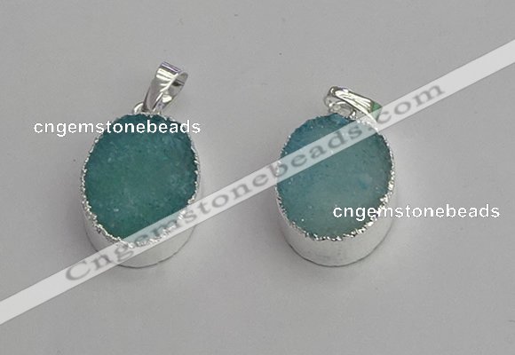 NGP7188 15*20mm oval druzy quartz pendants wholesale