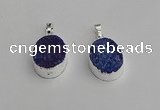 NGP7190 15*20mm oval druzy quartz pendants wholesale