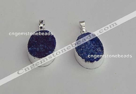 NGP7190 15*20mm oval druzy quartz pendants wholesale