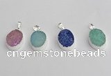 NGP7192 15*20mm oval druzy quartz pendants wholesale