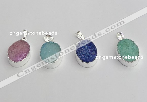 NGP7192 15*20mm oval druzy quartz pendants wholesale
