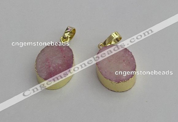 NGP7198 15*20mm oval druzy quartz pendants wholesale