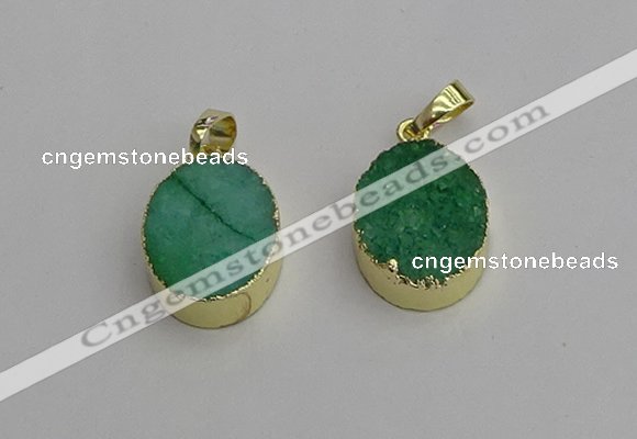 NGP7200 15*20mm oval druzy quartz pendants wholesale