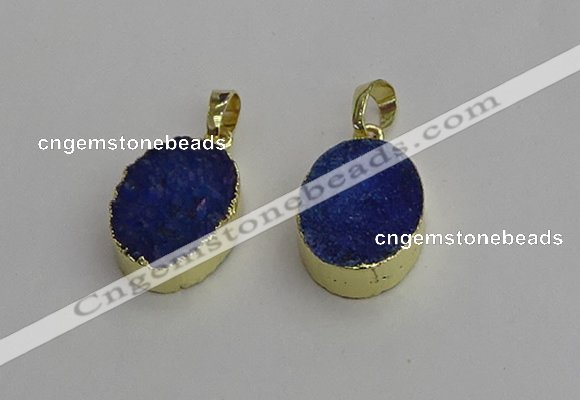 NGP7201 15*20mm oval druzy quartz pendants wholesale