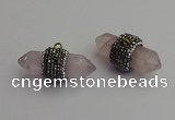 NGP7206 15*40mm sticks rose quartz pendants wholesale