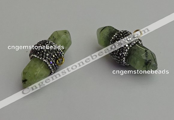 NGP7210 15*40mm sticks green rutilated quartz pendants wholesale