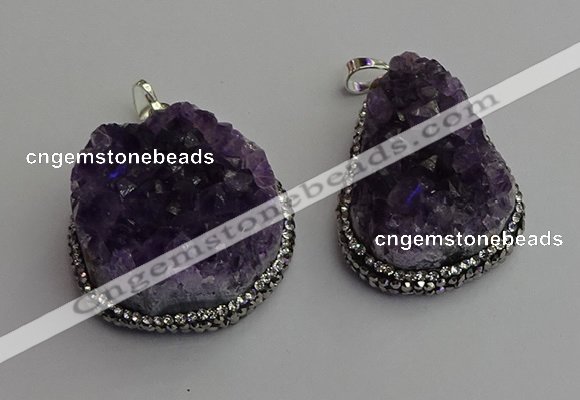 NGP7233 25*40mm - 30*40mm freeform druzy amethyst pendants