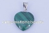 NGP727 15*15mm heart natural malachite with 18KGP gemstone pendant