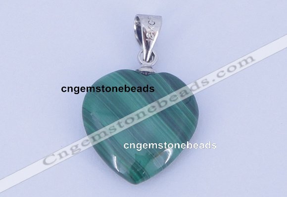 NGP727 15*15mm heart natural malachite with 18KGP gemstone pendant