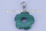 NGP728 4*15mm flower natural malachite with 18KGP gemstone pendant