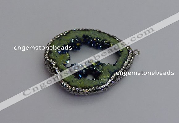 NGP7286 25*35mm - 35*40mm freeform plated druzy agate pendants