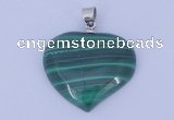 NGP729 25*25mm heart natural malachite with 18KGP gemstone pendant