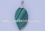 NGP730 15*28mm leaf natural malachite with 18KGP gemstone pendant