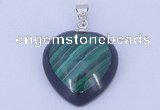 NGP732 20*20mm heart natural malachite & black agate with 18KGP pendant